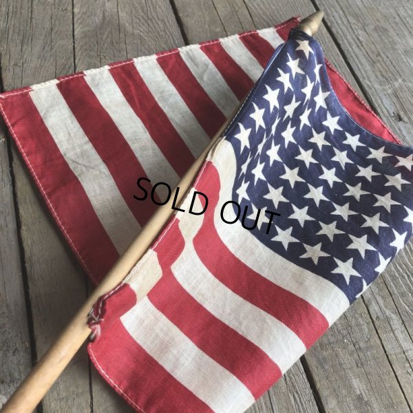 画像4: Vintage 48 Star Americacn Flag wooden pole (T914)