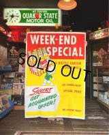 50s Vintage Squirt Soda Store Display Sign Poster BIG!! (T967) 