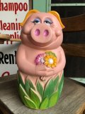 Vintage My toy Inc Plastic Coin Bank Lady Piggy (B018) 