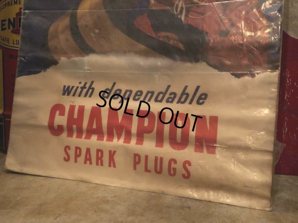 画像14: 40s Vintage Champion Spark Plugs Advertising Poster Sign (B025)