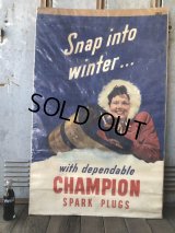 40s Vintage Champion Spark Plugs Advertising Poster Sign (B025)
