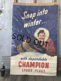 40s Vintage Champion Spark Plugs Advertising Poster Sign (B025)