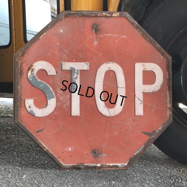 画像7: 1940s Vintage U.S.A Embossed Stop Road Sign (B039) 