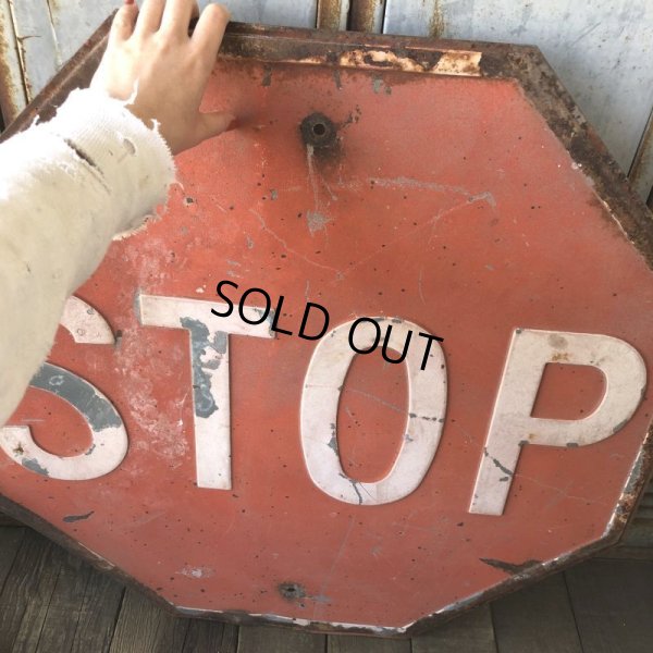 画像6: 1940s Vintage U.S.A Embossed Stop Road Sign (B039) 