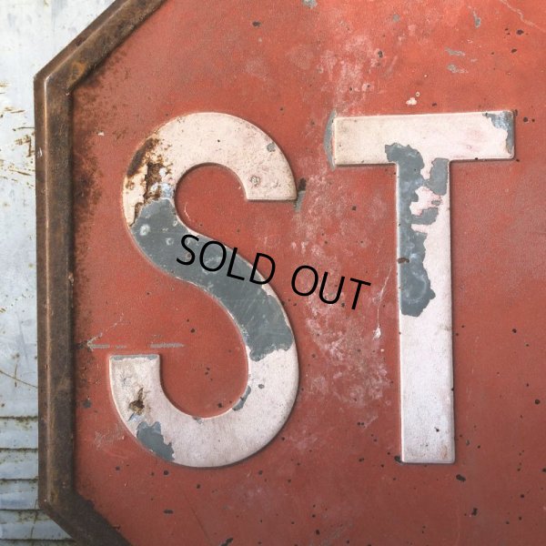 画像4: 1940s Vintage U.S.A Embossed Stop Road Sign (B039) 