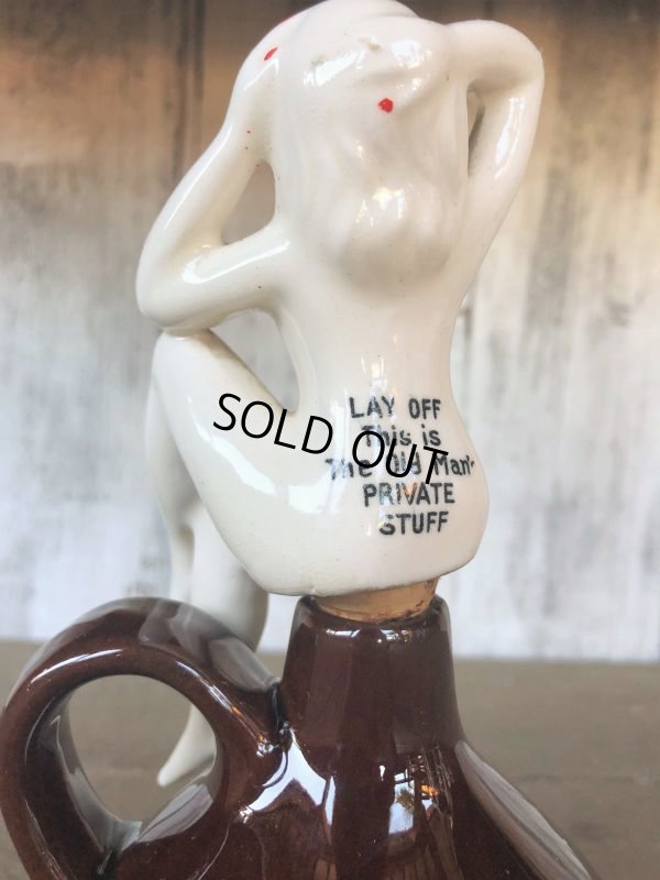 画像10: Vintage Japan Nude Naked Pin-up Girl Ceramic Decanter  Lay Off .. (B202)