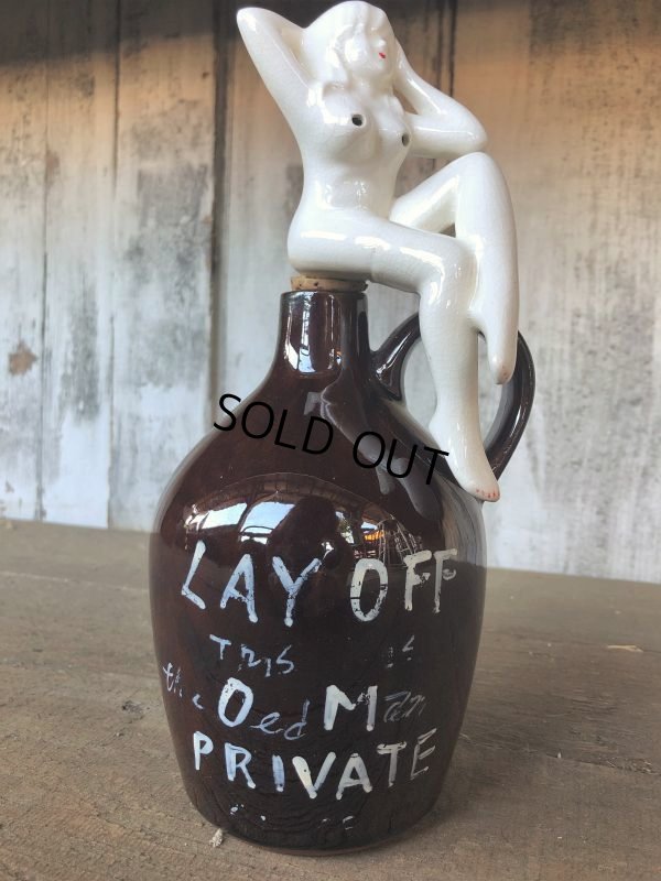 画像10: Vintage Japan Nude Naked Pin-up Girl Ceramic Decanter  Lay Off .. (B203)