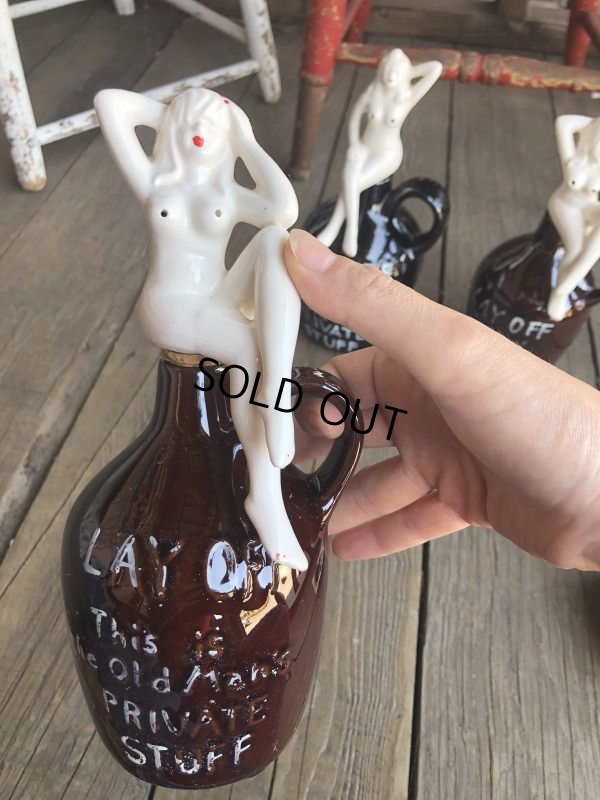 画像11: Vintage Japan Nude Naked Pin-up Girl Ceramic Decanter  Lay Off .. (B202)