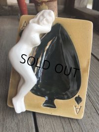Vintage Japan Nude Naked Pin-up Girl Ceramic Ashtray (B201)