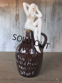 Vintage Japan Nude Naked Pin-up Girl Ceramic Decanter  Lay Off .. (B202)