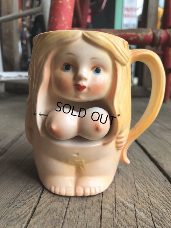 画像1: Vintage Japan Nude Naked Pin-up Girl Ceramic Mug (B200)