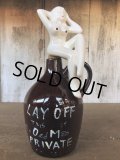 Vintage Japan Nude Naked Pin-up Girl Ceramic Decanter  Lay Off .. (B203)
