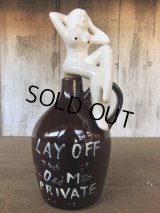 Vintage Japan Nude Naked Pin-up Girl Ceramic Decanter  Lay Off .. (B203)