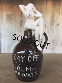 Vintage Japan Nude Naked Pin-up Girl Ceramic Decanter  Lay Off .. (B203)
