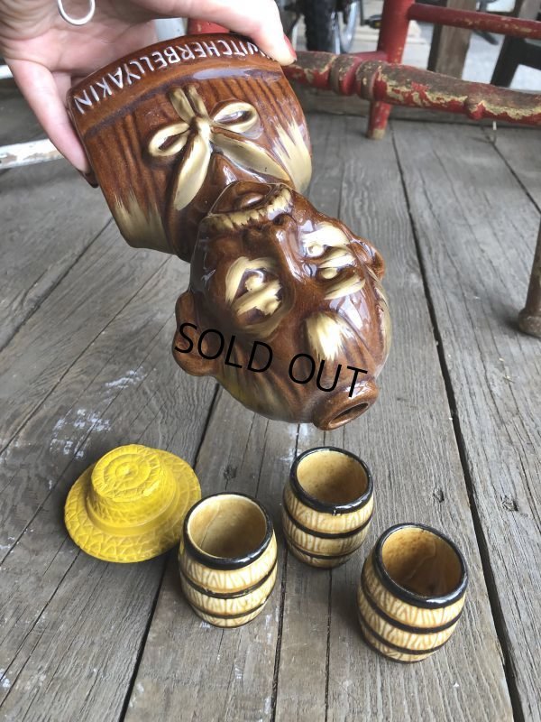 画像6: Vintage Drunk 4 Eyes Decanter Kwitcherbell Yankin w/shot glass SET (B223)