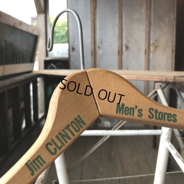 画像1: Vintage Antique Advertising Wood Hanger Jim CLINTON Men's Store (B250)