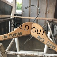 Vintage Antique Advertising Wood Hanger Jim CLINTON Men's Store (B249)