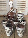 50s Vintage JAPAN Skull Poision Bottle Decanter Shot Glass SET (B276)