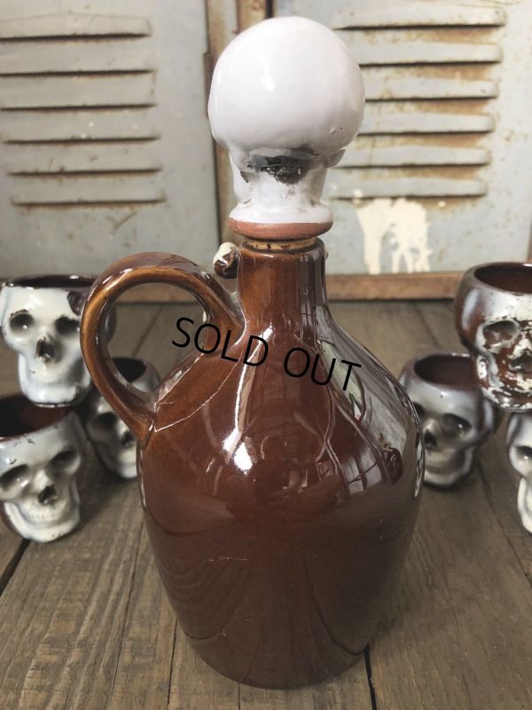 画像9: 50s Vintage JAPAN Skull Poison Bottle Decanter Shot Glass SET (B276)