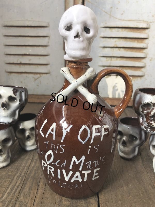 画像7: 50s Vintage JAPAN Skull Poison Bottle Decanter Shot Glass SET (B276)