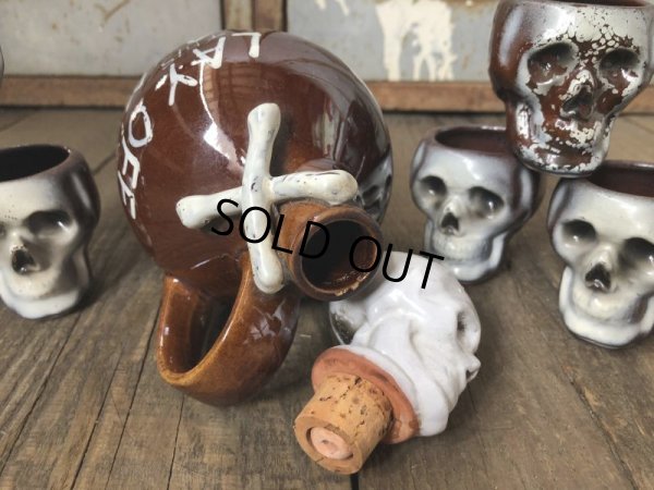 画像3: 50s Vintage JAPAN Skull Poison Bottle Decanter Shot Glass SET (B276)