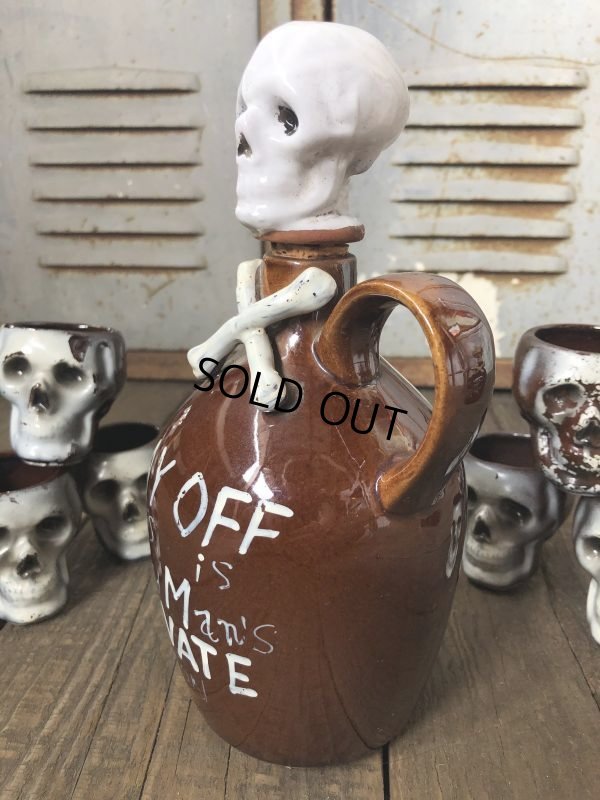 画像8: 50s Vintage JAPAN Skull Poison Bottle Decanter Shot Glass SET (B276)