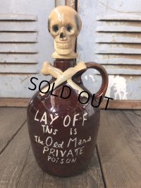 50s Vintage JAPAN Skull Poison Bottle Decanter (B275)