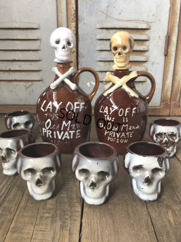 画像10: 50s Vintage JAPAN Skull Poison Bottle Decanter (B275)