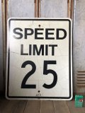 Vintage Road Sign SPEED LIMIT 25 (B312) 