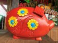 画像2: 70s Vintage Psychedelic Hippie Pig Piggy Bank BIG SIZE (B352) (2)