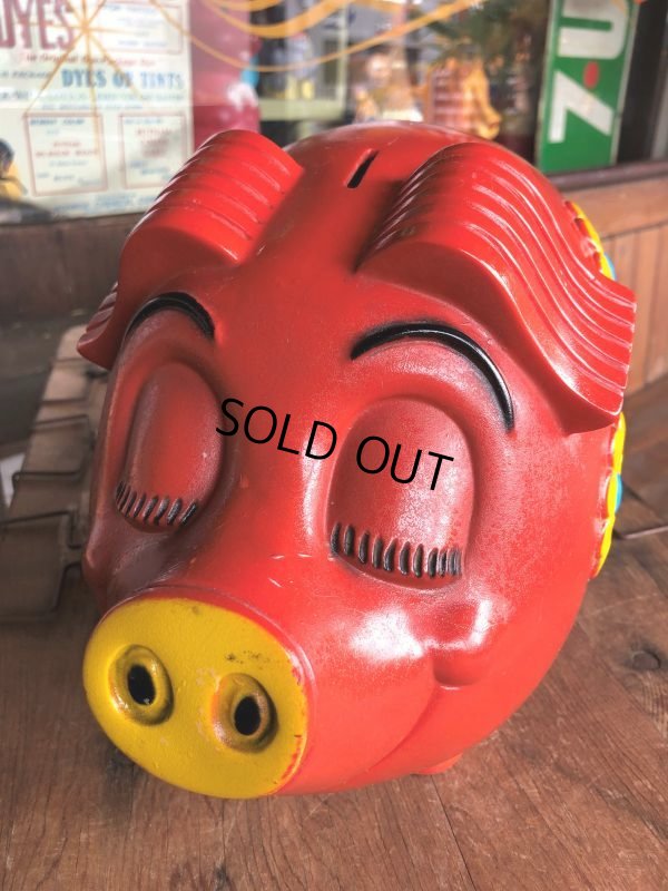 画像6: 70s Vintage Psychedelic Hippie Pig Piggy Bank BIG SIZE (B352)