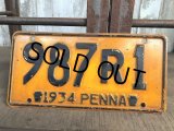 30s Vintage License Plates 1934 987R1 (B366) 