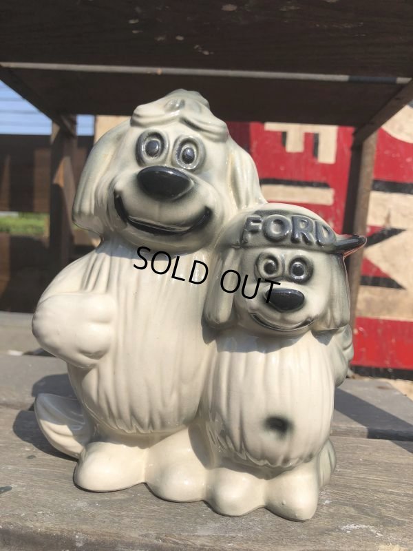 画像1: 60s Vintage FORD Shaggy Dog Ceramic Bank (B429)