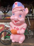 60s Vintage Pig American Football Player Plastic Blow Mold Bank (B450)