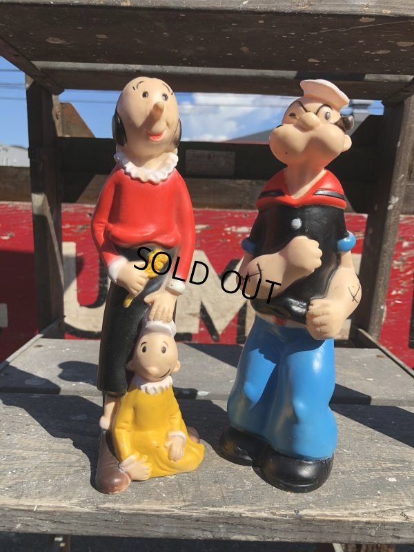 画像1: 70s Vintage Clubmates Popeye & Olive Rubber Doll Set (B468)