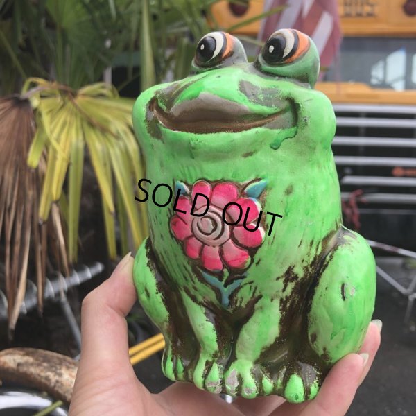 画像1: Vintage Hippie Psychedelic Ceramic Bank Frog (B543)