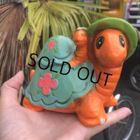 Vintage Hippie Psychedelic Ceramic Bank Turtle (B542)