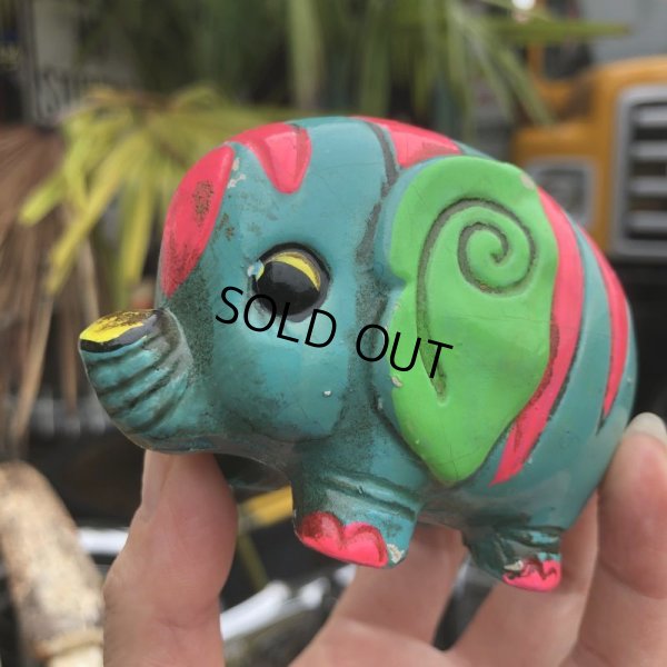 画像1: Vintage Hippie Psychedelic Ceramic Bank Elephant (B539)