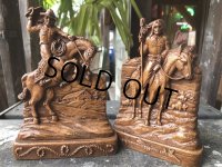Vintage Western Cowboy & Indian Bookends (B548)