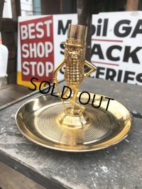 Vintage Mr Peanut Gold Tone Metal Snack Dish & Ashtray (B627)
