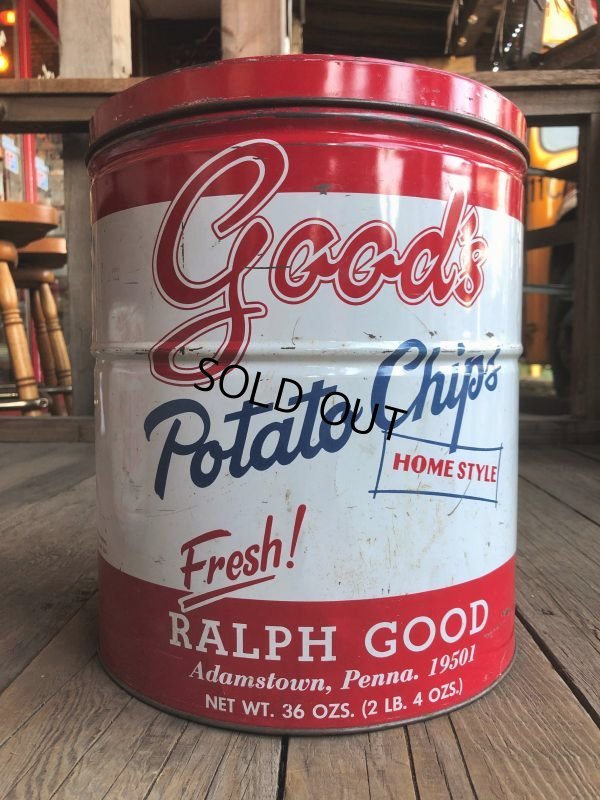 画像1: Vintage RALPH GOOD Potato Chips Tin Can (B639)