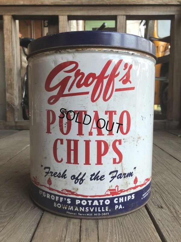 画像1: Vintage GROFF'S Potato Chips Tin Can (B640)