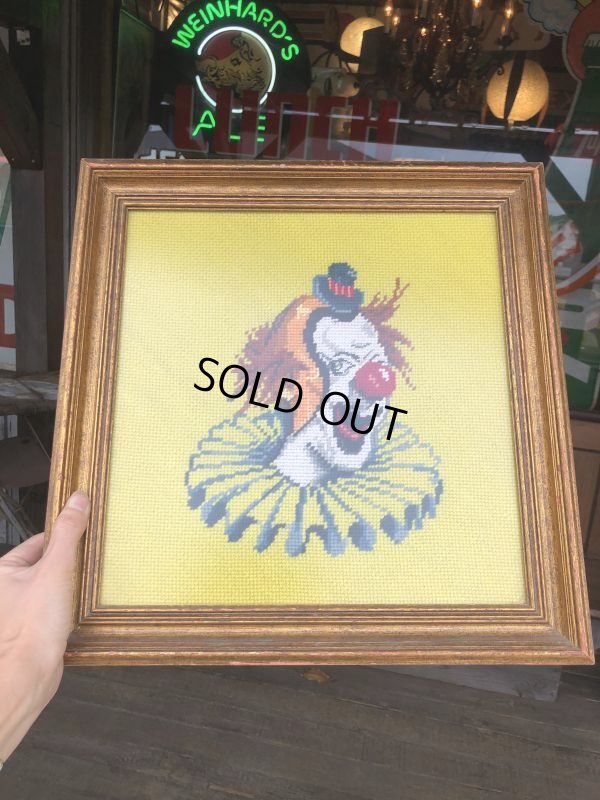 画像7: Vintage Clown cross-stitch W/Frame (B646)