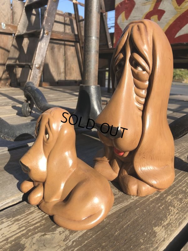 画像4: 70s Vintage Sad Big Eyes Basset Hound Dogs Ceramic Figurines (B662) 
