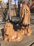 70s Vintage Sad Big Eyes Basset Hound Dogs Ceramic Figurines (B662) 