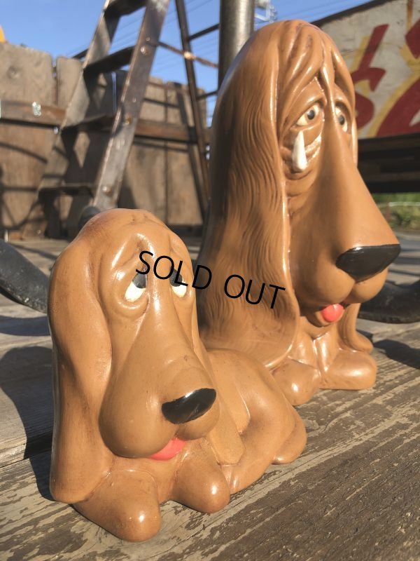 画像2: 70s Vintage Sad Big Eyes Basset Hound Dogs Ceramic Figurines (B662) 