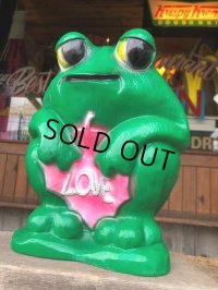 70s Vintage Hippie LOVE Frog Plastic Bank (B677)