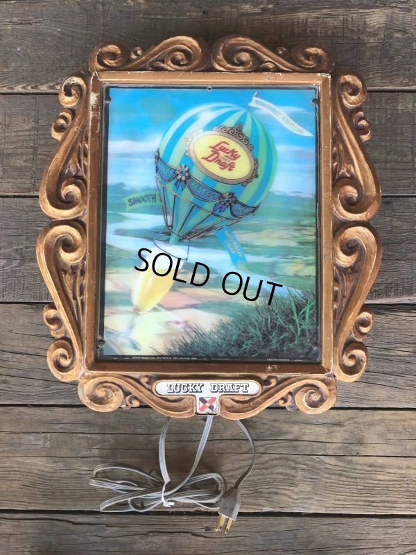 画像10: 70s Vintage Lucky Draft Beer Store Display Lighted Sign (B679)