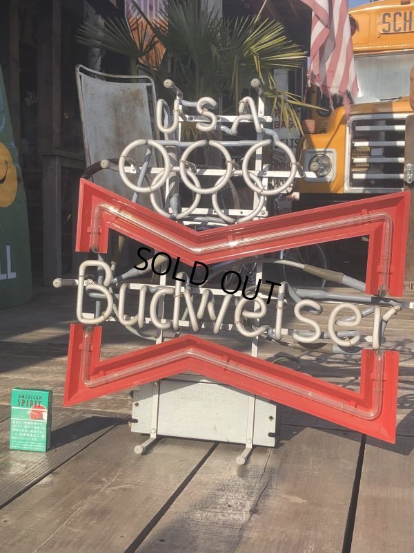 画像1: Vintage Budweiser LA Olympic x Bowtie Store Display Neon Sign (B722)