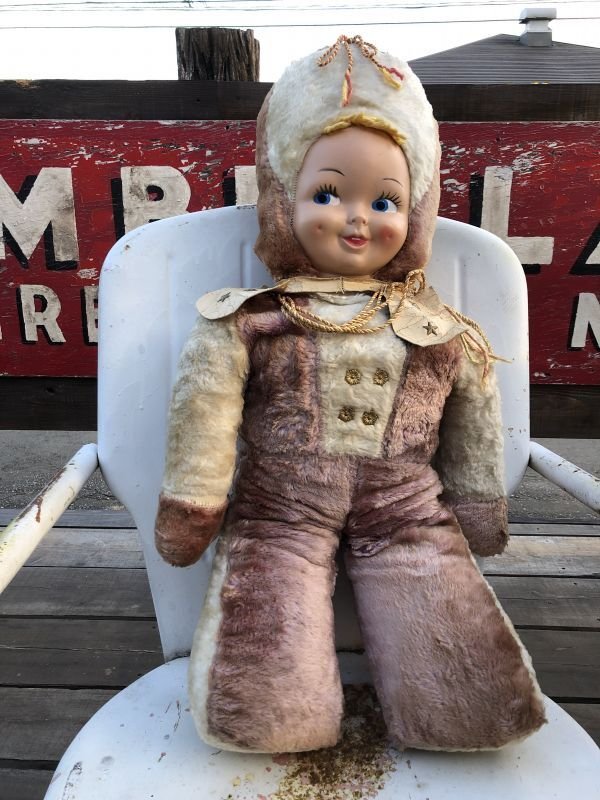 画像1: Vintage Celluloid Face Doll Large 75cm (B725)